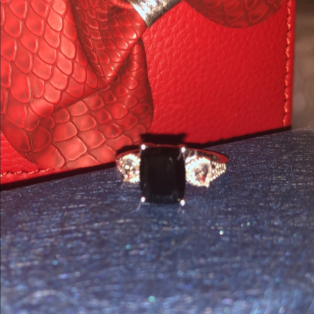 Black sapphire zircon 9.25 STS platinum overlay